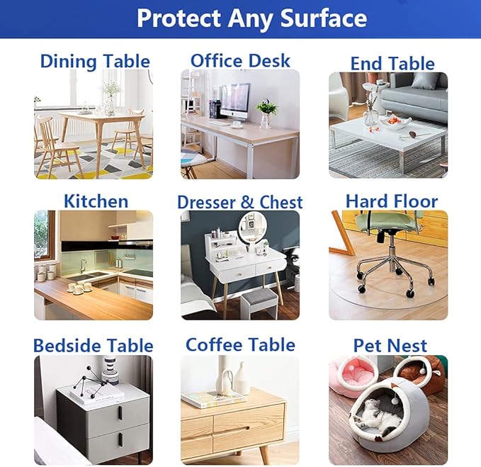 Dining Room Table Protector Clear Plastic Tablecloth Desk Pad Mat Wooden Furniture Coffee Glass Bedside Side End Table Cloth Top Protection Countertop Bar Cover Waterproof PVC Vinyl 30 Inch Square
