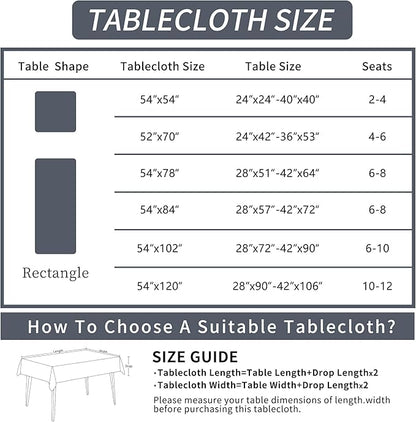 Rectangle Table Cloth,100% Waterproof Tablecloth Oil Proof Spill Proof Vinyl Table Cloth, Wipe Clean Plastic Table Cover for Dining, Camping, Indoor and Outdoor 54" x 120",Blue Checkered