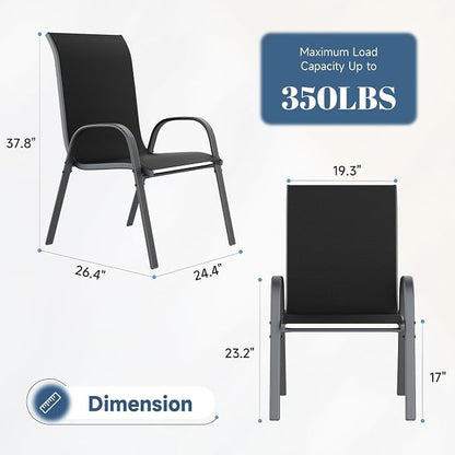 Amopatio Patio Chairs Set of 4, Outdoor Stackable Dining Chairs - Image 3