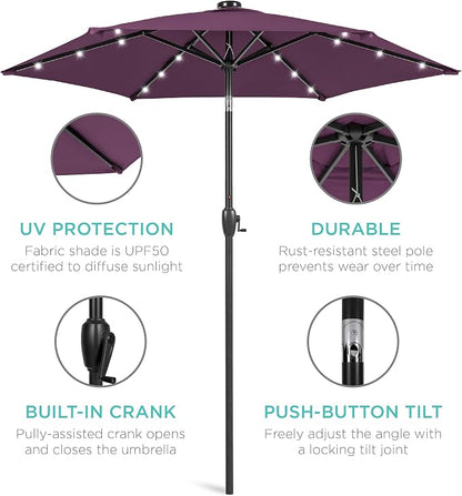Best Choice Products 7.5ft Solar Umbrella LED Lighted Patio Umbrella, Table - Image 5
