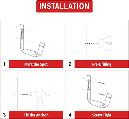 unp POETISKE Utility Hooks Ladder Hooks with 9.8'' Jumbo Arm Garage Storage Organizer Hang Folding Chair Bike Ski Tool Heavy Duty 4PC