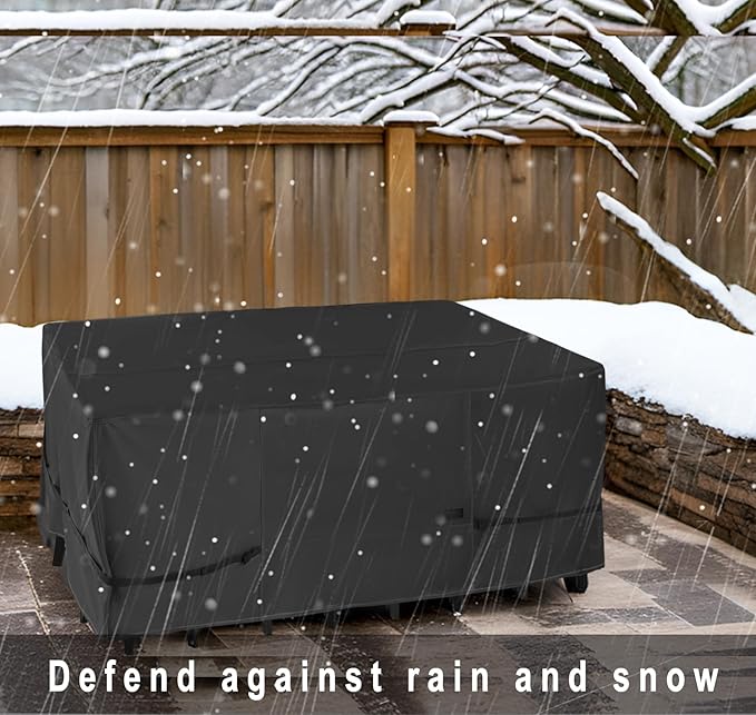 NettyPro Patio Table Cover Square 54 x 54 Inch, Waterproof Outdoor Furniture Dining Set Covers for Table and Chair, Black