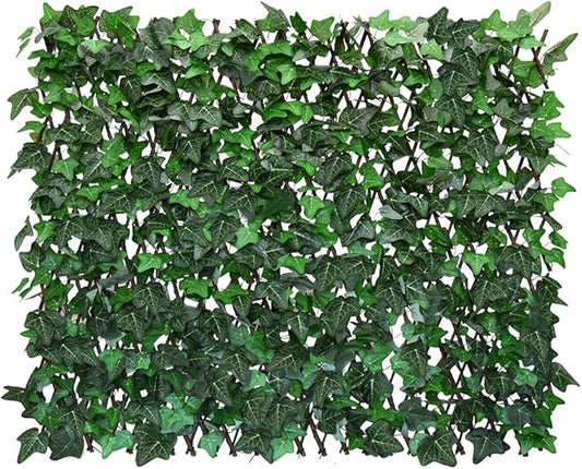 Expandable Fence Privacy Screen for Balcony Patio Outdoor,Decorative Faux Ivy Fencing Panel,Artificial Hedges (Single Sided Leaves) (1, Green-Ivy)