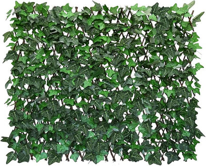 Expandable Fence Privacy Screen for Balcony Patio Outdoor,Decorative Faux Ivy Fencing Panel,Artificial Hedges (Single Sided Leaves) (4, Green-Ivy)