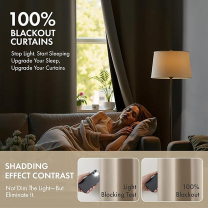 MIULEE Taupe 100% Blackout Curtains - Image 2