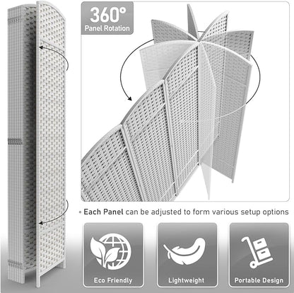 Sorbus 8 Panel Room Divider 6 ft. Tall - Privacy Screen, Extra Wide Double Hinged Panels, Mesh Hand-Woven Design, Partition Room Dividers and Folding Privacy Screens, Wall Divider for Room Separation