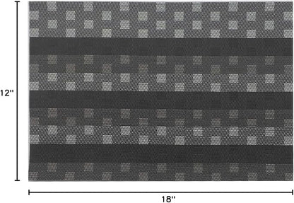 Gugrida Black Placemats 6pcs Placemats Stain PVC Table Mats Woven Vinyl Placemats