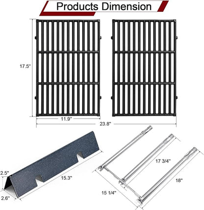 Hiorucet Grill Parts for Weber Spirit and Spirit II 300 Series, Fits E310 E320 E330 S310 S320 S330 SP310 SP320 SP330 GS4, 7638 Grill Grates 7636 Flavorizer Bars 69787 Grill Burners for Weber Spirit