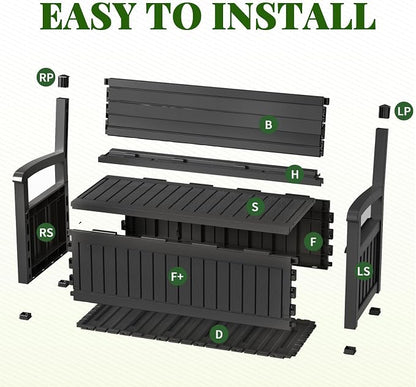 120 Gallon Outdoor Storage Bench, Lockable Patio Storage Bench, - Image 3