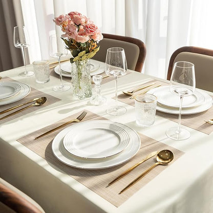 Placemats Set of 8 Vinyl/Plastic Woven Place Mats for Kitchen Table Indoor/Outdoor Washable Placemat Wipeable Dining Table Mats (Beige,8)