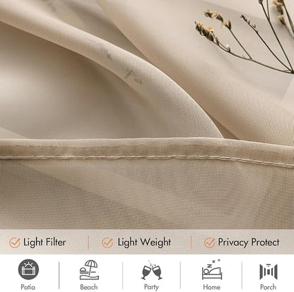 MIULEE Beige Waterproof Outdoor Sheer Curtains - Image 4