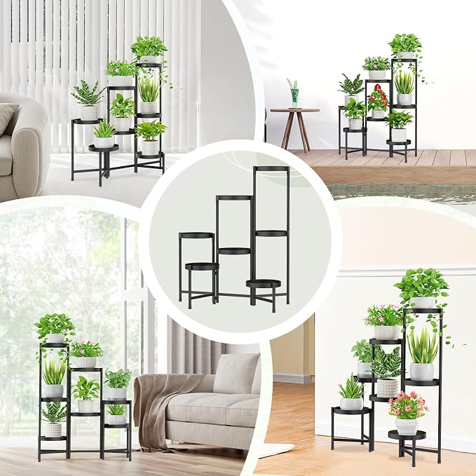 iDavosic.ly Plant Stand Indoor Outdoor, 7 Tier Metal Corner Shelf, Folding - Image 5
