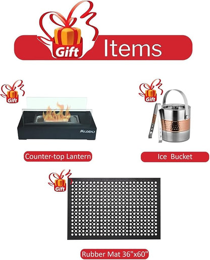 Elementi | Bundle Metropolis Gas Fire Pit Cast Concrete 56" Rectangular Fire Table, Outdoor Fire Pit Electronic Ignition | Canvas Cover, Lava Rock Included | Light Gray (Natural Gas)
