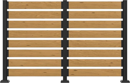 MUPATER 49'' H×78'' W Outdoor Fence Privacy Screen, No Dig Wooden Privacy Screen for Hard Ground and Soil, 2 Way to Use, Aluminum Post, Privacy Fence Panel, Air Conditioner Fence,Natural (2 Panels)