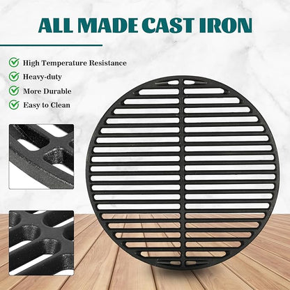 KAMaster Cast Iron Cooking Grids Grates Compatible with Small and Mini-max Big Green Egg Charcoal Grill Round Grill Grate(13"-Fit Small/Mini-max)