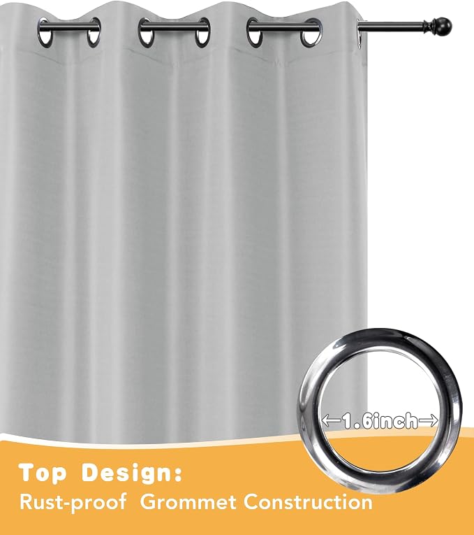 Extra Wide Outdoor Curtains for Patio Waterproof 2 Pcs 110x84 Inch Silver | - Image 4