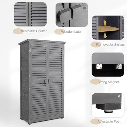 Outvita Outdoor Storage Cabinet, 2 Lockable Doors, 3 Adjustable Shelves - Image 3