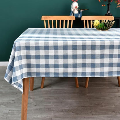 Gingham Tablecloth Rectangle Table Cloth Heavy Duty Cotton Checkered Table Cover for Spring Picnic Kitchen Dining(C-Sky Blue, 52x70 inch)