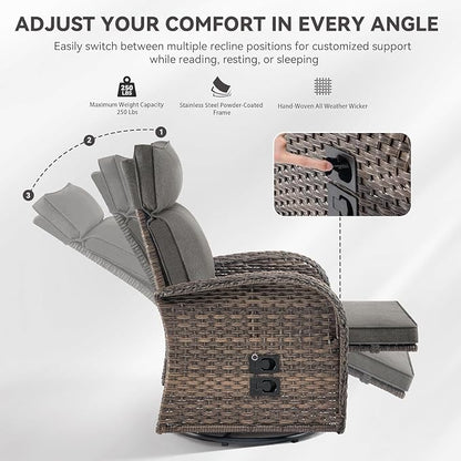 Zero Gravity Patio Swivel Recliner Chairs Set of 2 - Image 6