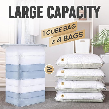 TAILI 6 Pack Vacuum Storage Bags, Jumbo Cube (31x40x15 Inch), Extra Large Vacuum Seal Bags for Comforters, Blankets, Bedding, Clothes, Closet Organization Space Saving, Clear