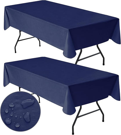 Nasitos 2 Pack Plastic Tablecloth 60x102 Inch-Vinyl Disposable Rectangle, Waterproof Non Slip Navy Tablecloth Underlay for Outdoor Wedding, Camping, Picnic, Graduation Party