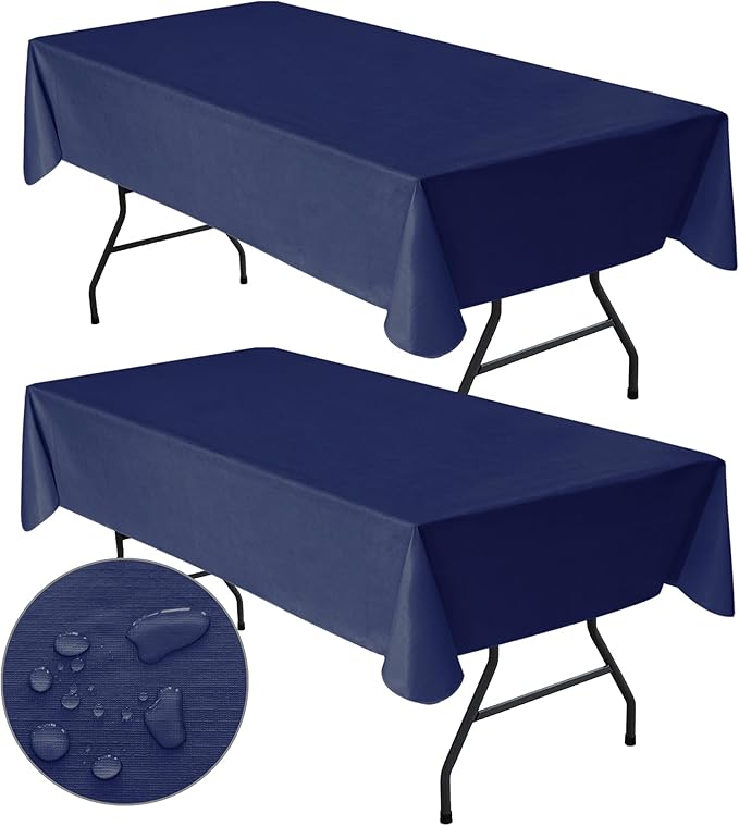 Nasitos 2 Pack Wipeable Table Cloth Rectangle 60x84 Inch-Fitted Vinyl Tablecloth Rectangular, Dining Table Protective Cover, Versatile Table Cloth Waterproof Spillproof for Graduation Parties, Buffet