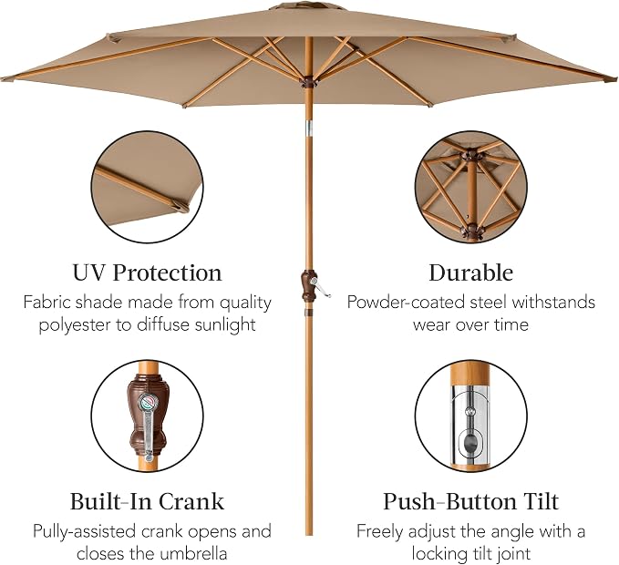 Best Choice Products 10ft Market Umbrella, Outdoor Sun Shade - Image 6