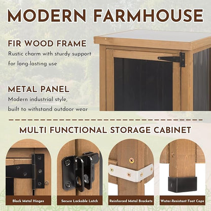 Ketive 62" Tall Narrow Storage Cabinet Wood & Metal, Garden Slim Cabinet - Image 3