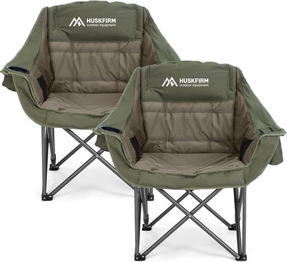 Oversized 2 Pack Camping Chairs, Padded Camping Chair Support 450LBS by Huskfirm