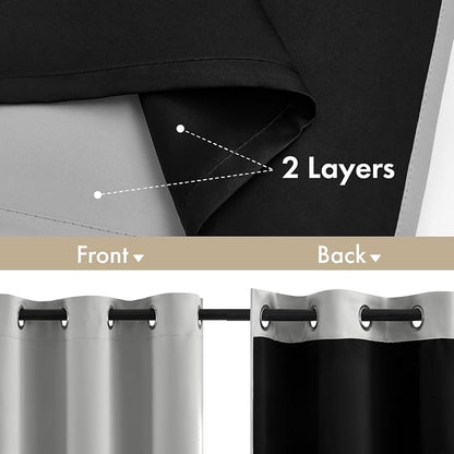 MIULEE Light Grey 90 Inch 100% Blackout Curtains - Image 3