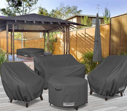 ULTCOVER Patio Fire Pit Table Cover Round 44 inch Outdoor Waterproof Fire Bowl Cover, Black