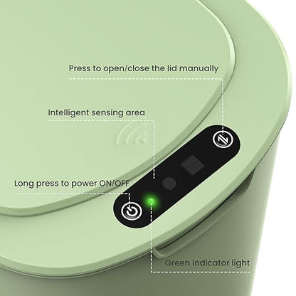 Cesun Motion Sensor Trash Can, 5 Gallon Automatic Bathroom Garbage Can with Lid, Touchless Smart Plastic Slim Wastebasket for Bathroom, Office, rv, Bedroom, Living Room, Green