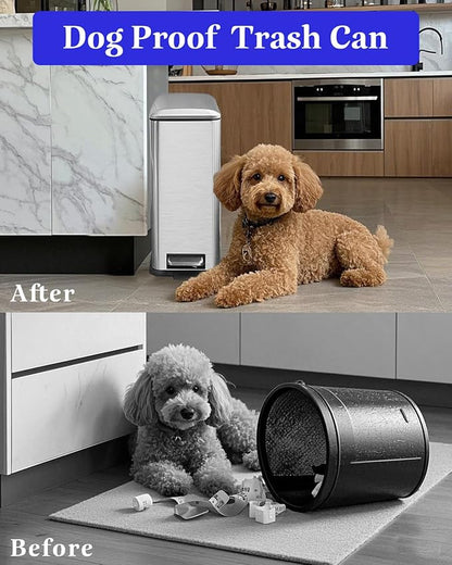 Rubbish Bin with Lid, 10 L, Stainless Steel Waste Bin, Bathroom, Pedal Bin, Stainless Steel for Bathroom, Bedroom and Office