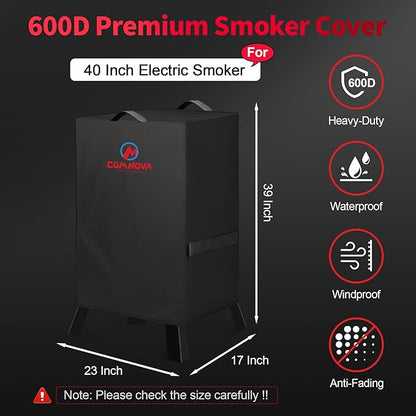 Comnova 40 Inch Electric Smoker Cover for Masterbuilt - 600D Smoker Covers for Masterbuilt Smokers Heavy Duty Waterproof, Vertical Smoker Cover for Masterbuilt, Char-Broil, Cuisinart 40 Inch Smoker