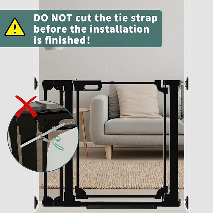 Clear Baby Gate 29.13-37.79" Wide Acrylic Safety Proof Dog Puppy Pet Barrier for Stairs, Transparent Adjustable Pressure Mounted No Drill Auto Close Indoor, Doorways, Hallway,Black