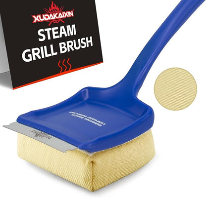 19" Large Bristle-Free Steam Grill Brush,Replaceable BBQ Cleaning Head,Safe Grill Accessories for Cast Iron/Porcelain/Weber Gas/Charcoal Grill,Grill Cleaner for Outdoor Grill