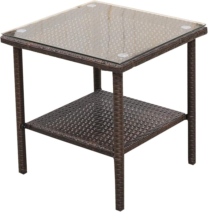 Outdoor PE Wicker Rocking Chair 3-Piece Patio Rattan Bistro Set 2 Rocker - Image 8