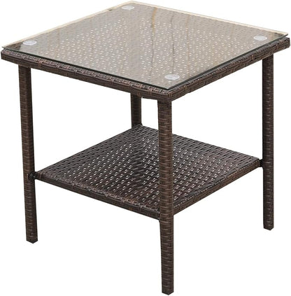 Outdoor PE Wicker Rocking Chair 3-Piece Patio Rattan Bistro Set 2 Rocker - Image 8