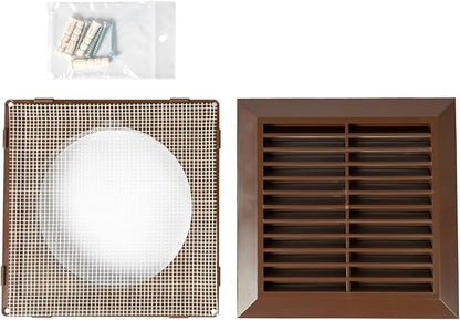 Brown 5'' Inch Ventilation Grille - Inside/Outside use - (Flange 4.9''Ø/Cover 6.7''x6.7'') - Air Vent Louver - Exhaust Hood - Available 3 Sizes / 4 Colors.