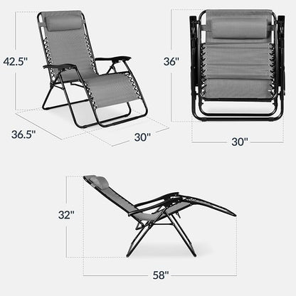 Best Choice Products Set of 2 Extra Wide Adjustable Steel Mesh Zero Gravity - Image 3