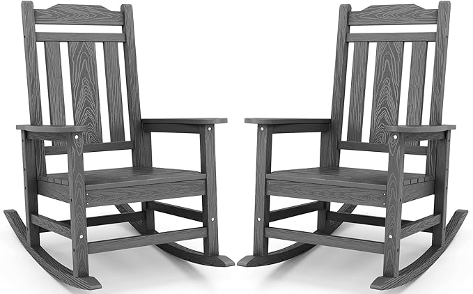 SERWALL HDPE Oversized Outdoor Rocking Chairs Set of 2, Patio Rocker, All by SERWALL