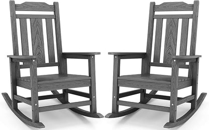 SERWALL HDPE Oversized Outdoor Rocking Chairs Set of 2, Patio Rocker, All by SERWALL