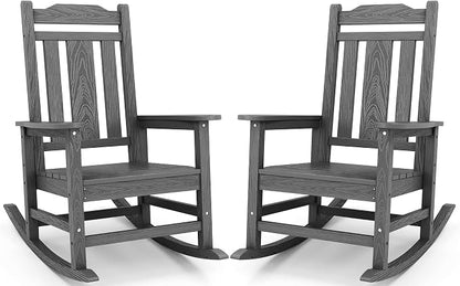 SERWALL Outdoor Rocking Chairs Set of 2, HDPE Porch Rocker Outdoor by SERWALL