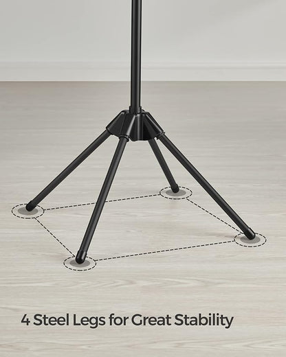 SONGMICS 2-Tier Clothes Drying Rack, 72-Inch Folding Laundry Drying Rack with 3 Rotatable Arms for Hangers, 24 Clips, Stainless Steel, for 27 Pieces of Clothes, Black ULLR512B01