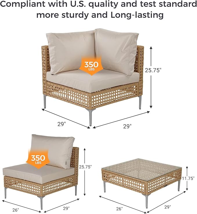 Grand patio 11-Piece Wicker Patio Furniture Set with Lift Top Coffee Storage Table, Outdoor Conversation Set Sectional Sofa with Water Resistant Thick Cushions, Cream