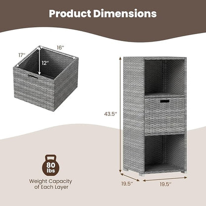 Tangkula Rattan Outdoor Storage Cabinet, Patiojoy Outdoor Wicker Cabinet - Image 6
