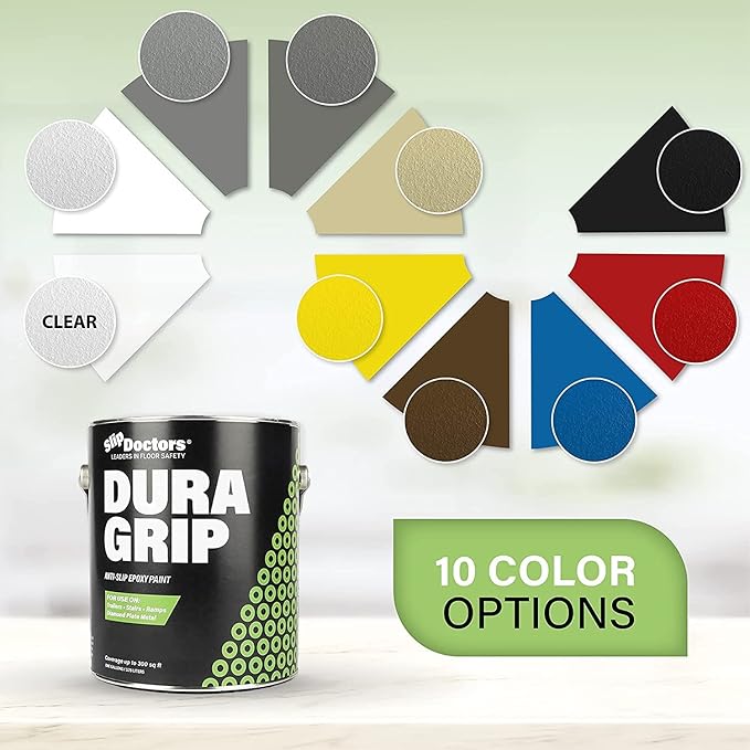 Dura Grip Anti-Slip Paint for Concrete, Wood, Tile and Metal – Non-Skid Coating for Floor, Decking and Ramps – Gallon (White)