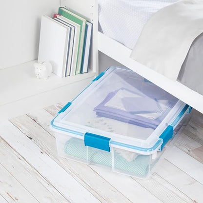 Sterilite 16-Pack Gasket Box, Weather-Resistant Storage Bins with Latching Lids, 37 Quart - Heavy-Duty Organizing Containers for Closet, Bathroom, and Office