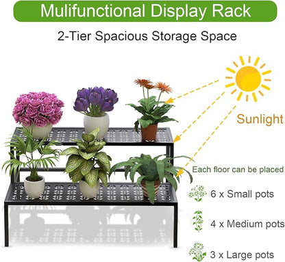 2-Tier Metal Plant Stand, Heavy Duty Flower Pot Holder Rack | 2-tier design - Image 2
