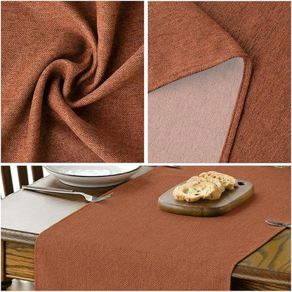 Artoid Mode Rusty Orange Table Runner, Seasonal Fall Thanksgiving Washable Kitchen Dining Table Decoration for Home Party Decor 13x120 Inch